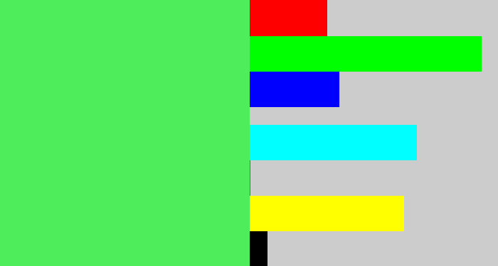 Hex color #4eed5b - light neon green