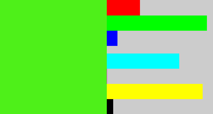 Hex color #4ef019 - poison green