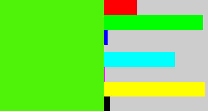 Hex color #4ef307 - poison green