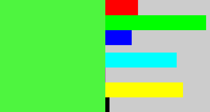 Hex color #4ef53f - light neon green