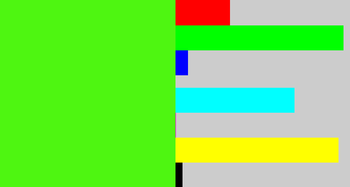 Hex color #4ef611 - poison green