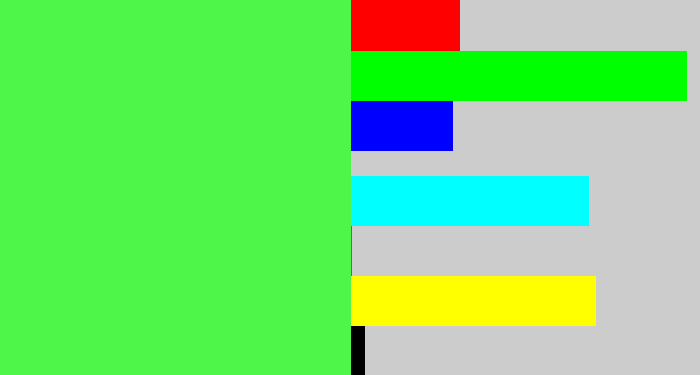 Hex color #4ef649 - light neon green