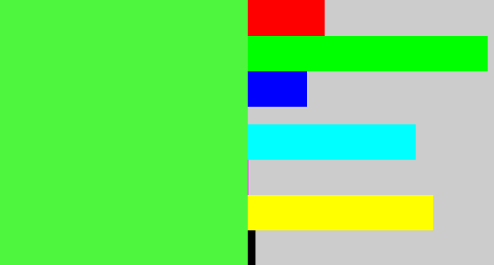 Hex color #4ef73d - light neon green