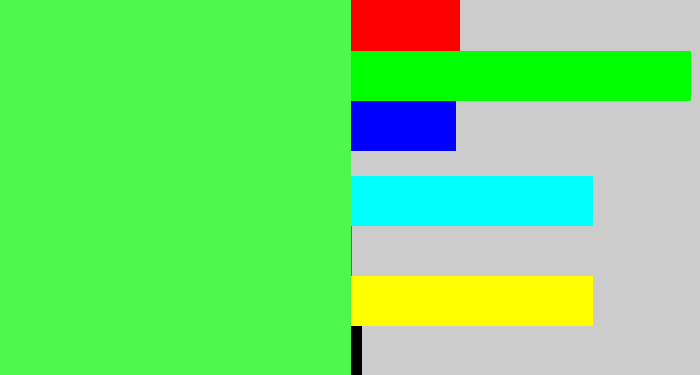 Hex color #4ef84c - light neon green