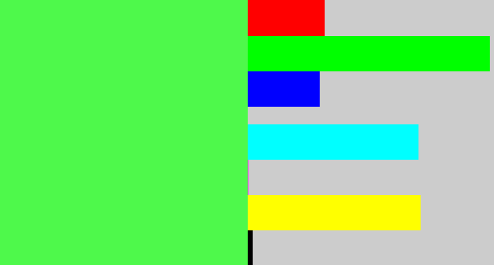Hex color #4ef94b - light neon green