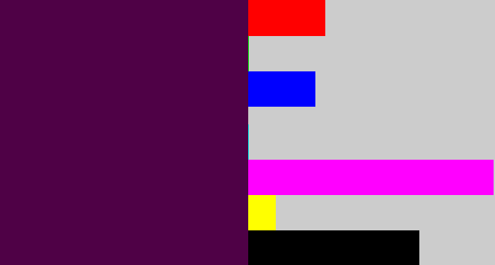 Hex color #4f0146 - deep violet