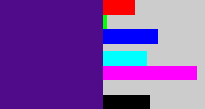 Hex color #4f0b8a - indigo