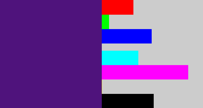 Hex color #4f137c - royal purple