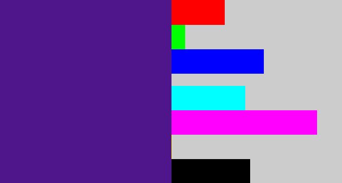 Hex color #4f158a - indigo