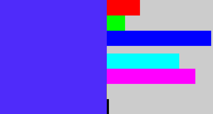 Hex color #4f2bfa - purplish blue