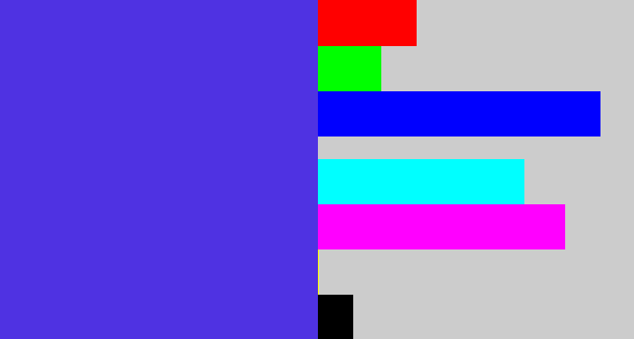 Hex color #4f32e2 - purpley blue