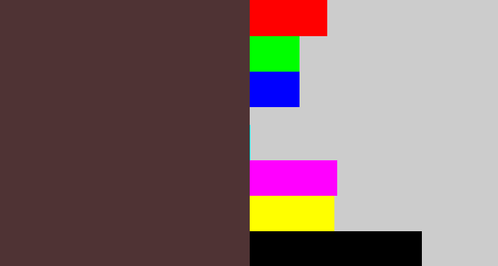 Hex color #4f3334 - dark grey