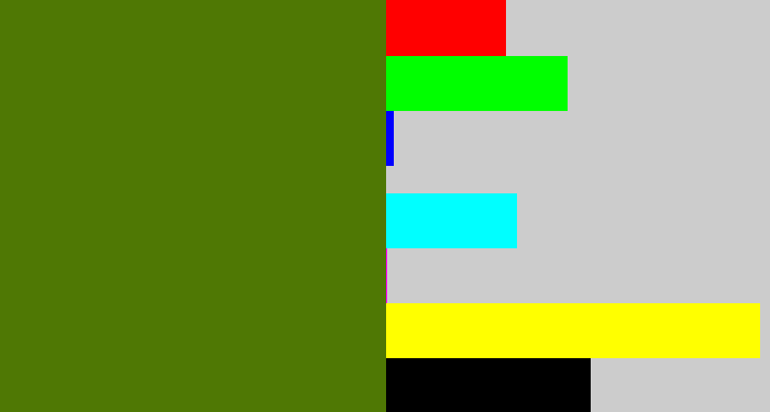 Hex color #4f7804 - olive green