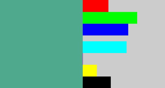 Hex color #4fa98d - greeny blue