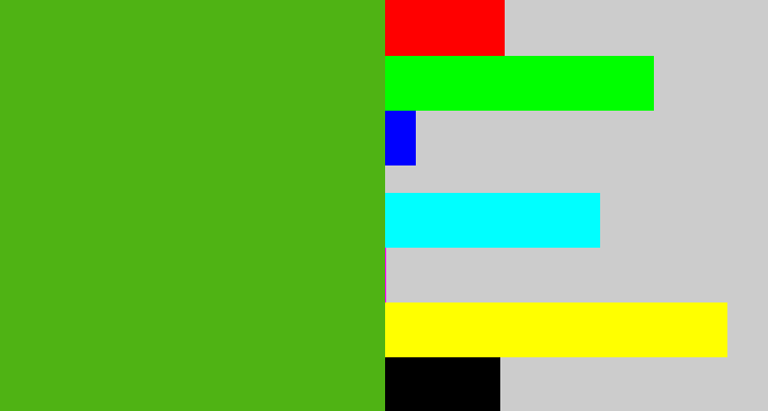 Hex color #4fb314 - frog green