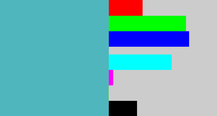 Hex color #4fb6bd - greeny blue