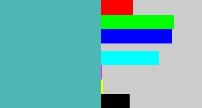 Hex color #4fb7b3 - greeny blue