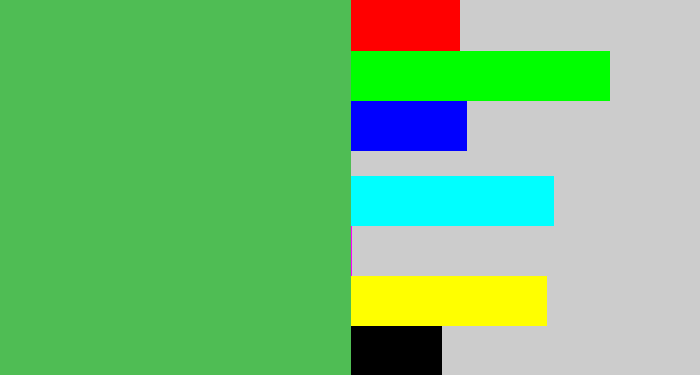 Hex color #4fbd54 - dark pastel green