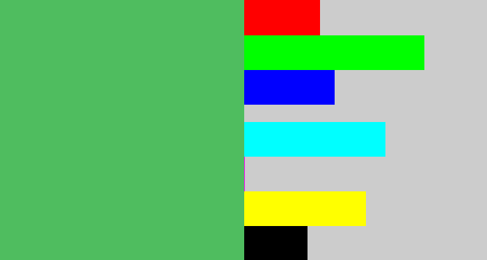 Hex color #4fbd5f - dark pastel green