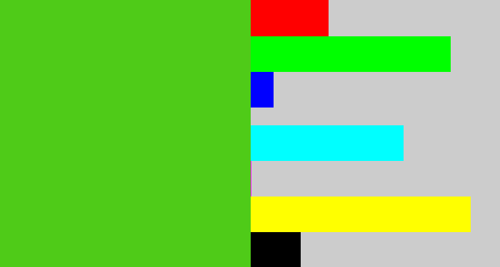Hex color #4fcb18 - frog green