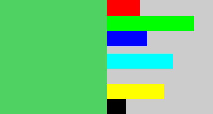 Hex color #4fd261 - lightish green