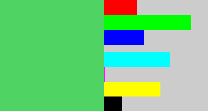 Hex color #4fd362 - lightish green
