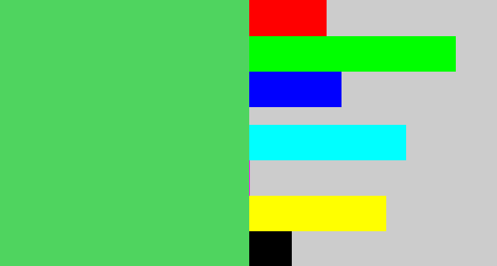 Hex color #4fd45f - lightish green