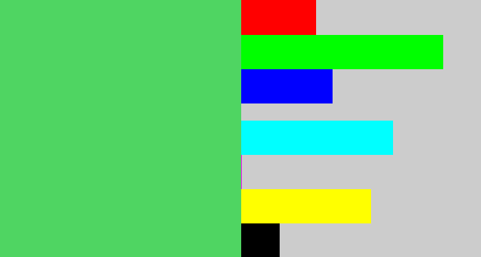 Hex color #4fd562 - lightish green