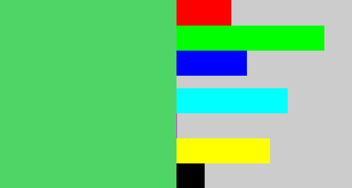 Hex color #4fd565 - lightish green