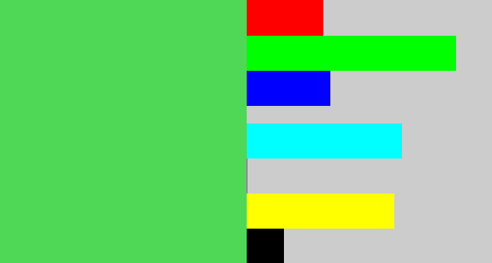Hex color #4fd856 - lightish green