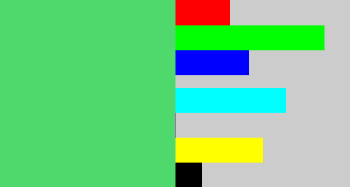 Hex color #4fd86c - lightish green