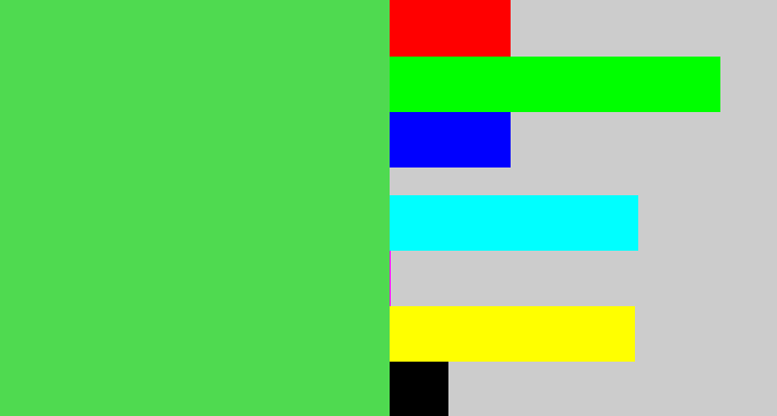 Hex color #4fda50 - lightish green