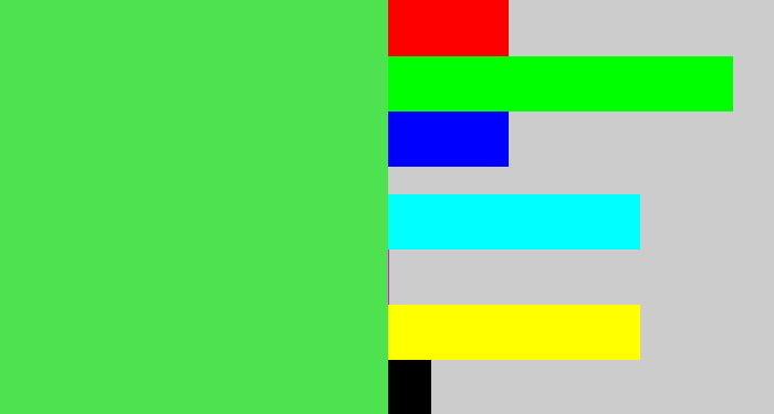 Hex color #4fe250 - lightish green