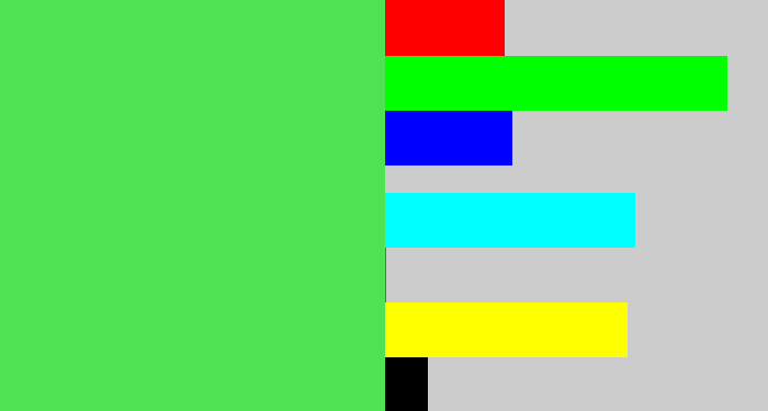 Hex color #4fe253 - lightish green