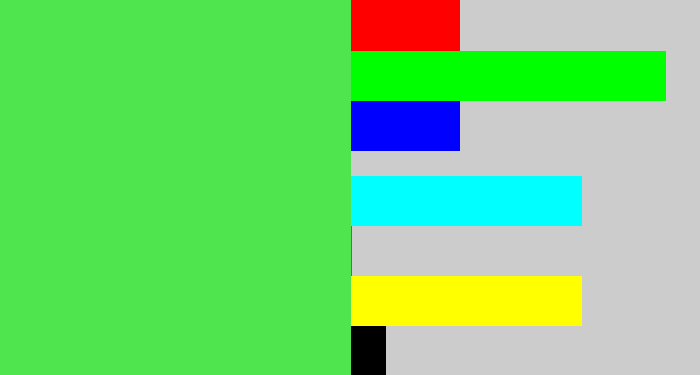 Hex color #4fe54e - light neon green