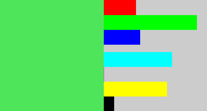 Hex color #4fe55a - lightish green