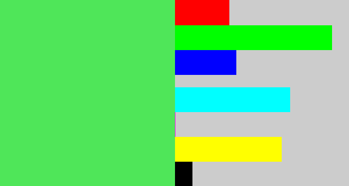 Hex color #4fe659 - lightish green