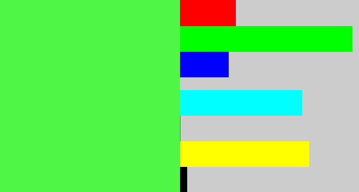 Hex color #4ff645 - light neon green