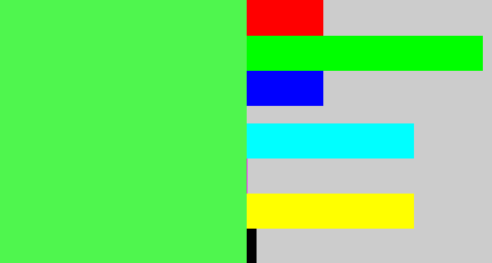 Hex color #4ff64e - light neon green