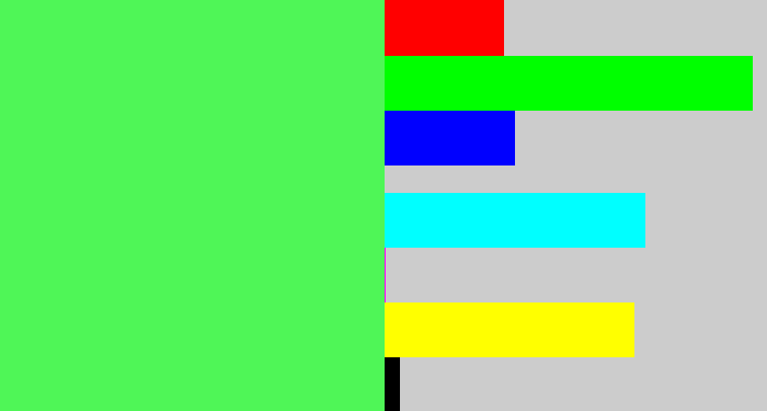 Hex color #4ff657 - light neon green