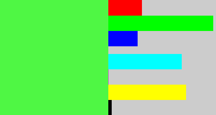 Hex color #4ff744 - light neon green