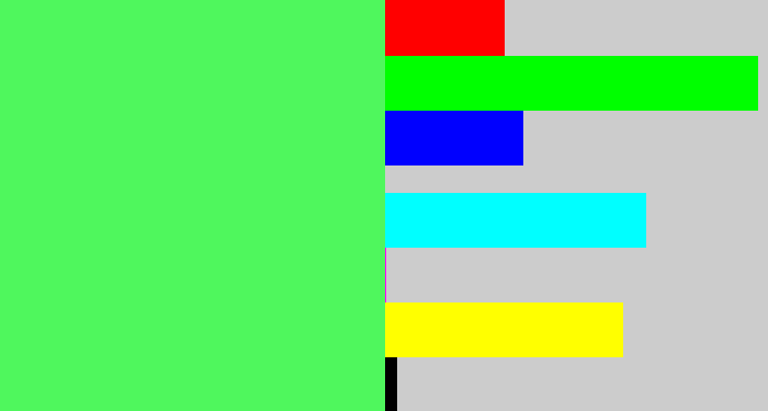 Hex color #4ff75d - light bright green