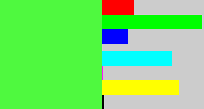 Hex color #4ff93f - light neon green