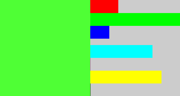 Hex color #4fff35 - light neon green