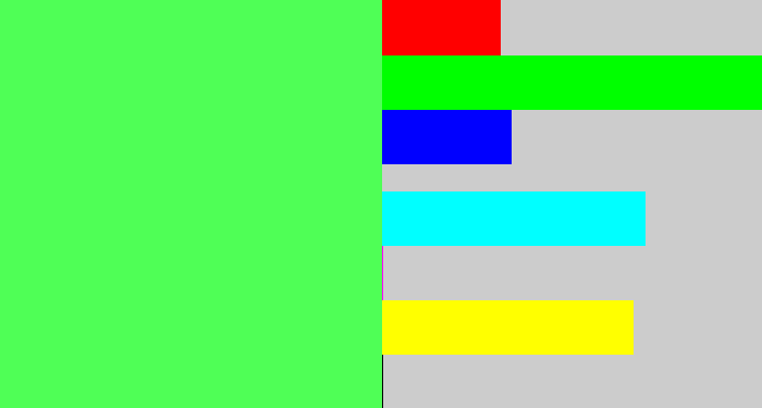 Hex color #4fff56 - light neon green