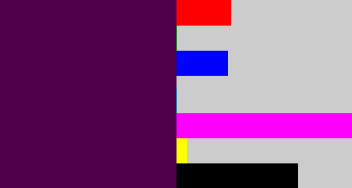 Hex color #50004b - plum purple