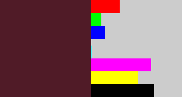Hex color #501b27 - plum