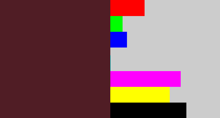 Hex color #501d25 - plum