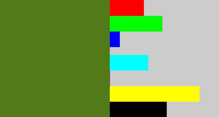 Hex color #507b16 - sap green