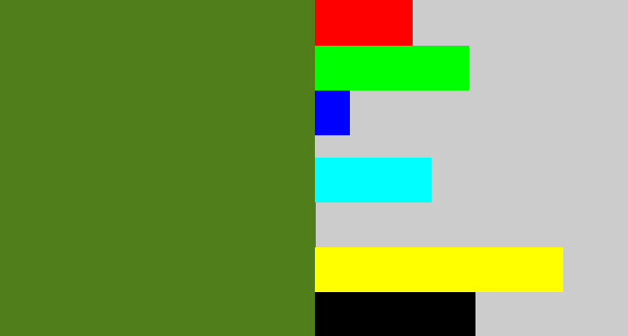 Hex color #507e1b - sap green